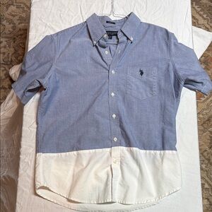 Polo by Ralph Lauren Blue and White Men's Shirt